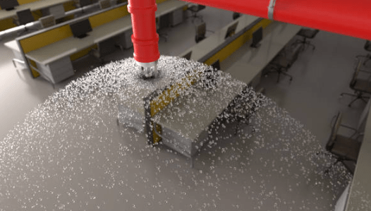 Poste d'alimentation d’un système sprinkler avec vannes, capteurs de pression et conduite principale d’eau