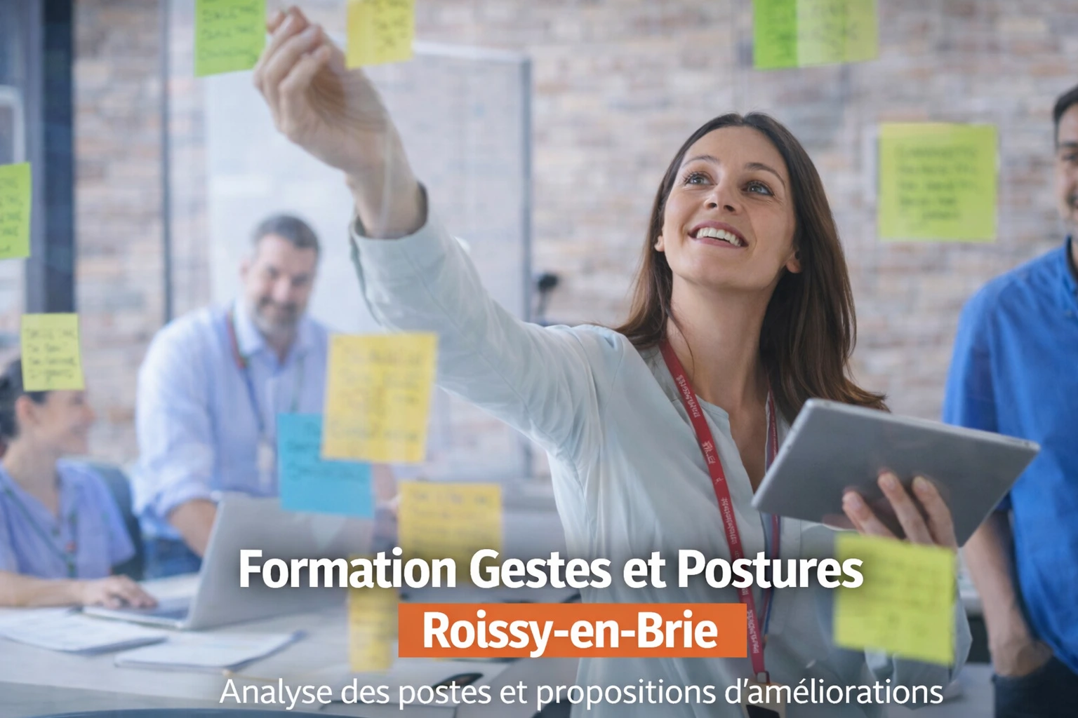 Stagiaires observant leurs situations de travail à Roissy-en-Brie afin d’identifier les gestes à risque et les pistes d’amélioration.