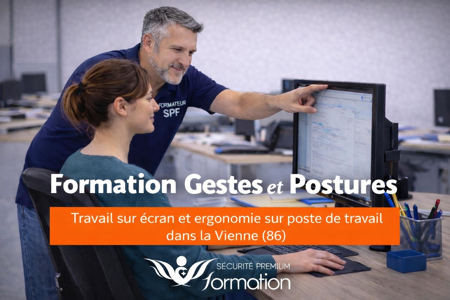 Session de formation à Chauvigny consacrée à l’ajustement fin du poste informatique afin de favoriser une posture stable et limiter les tensions répétées.