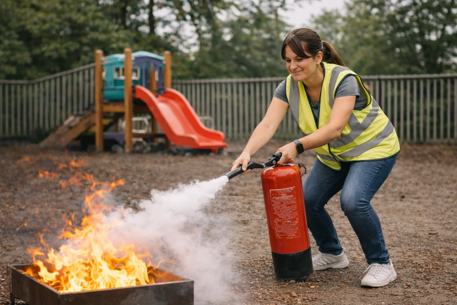 Formation manipulation des extincteurs sur générateur de flammes pédagogique en entrepris