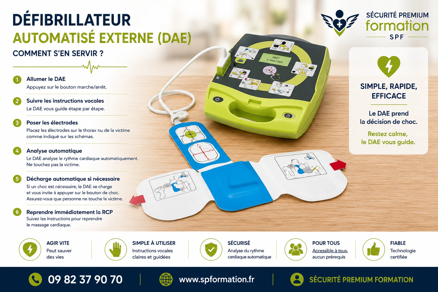 Utilisation d'un défibrillateur automatisé externe sur une victime en arrêt cardiaque