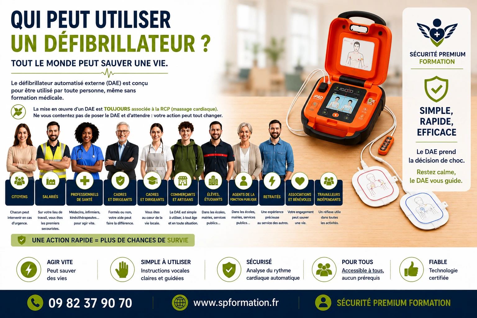 Toute personne peut utiliser un défibrillateur automatisé externe, même sans formation
